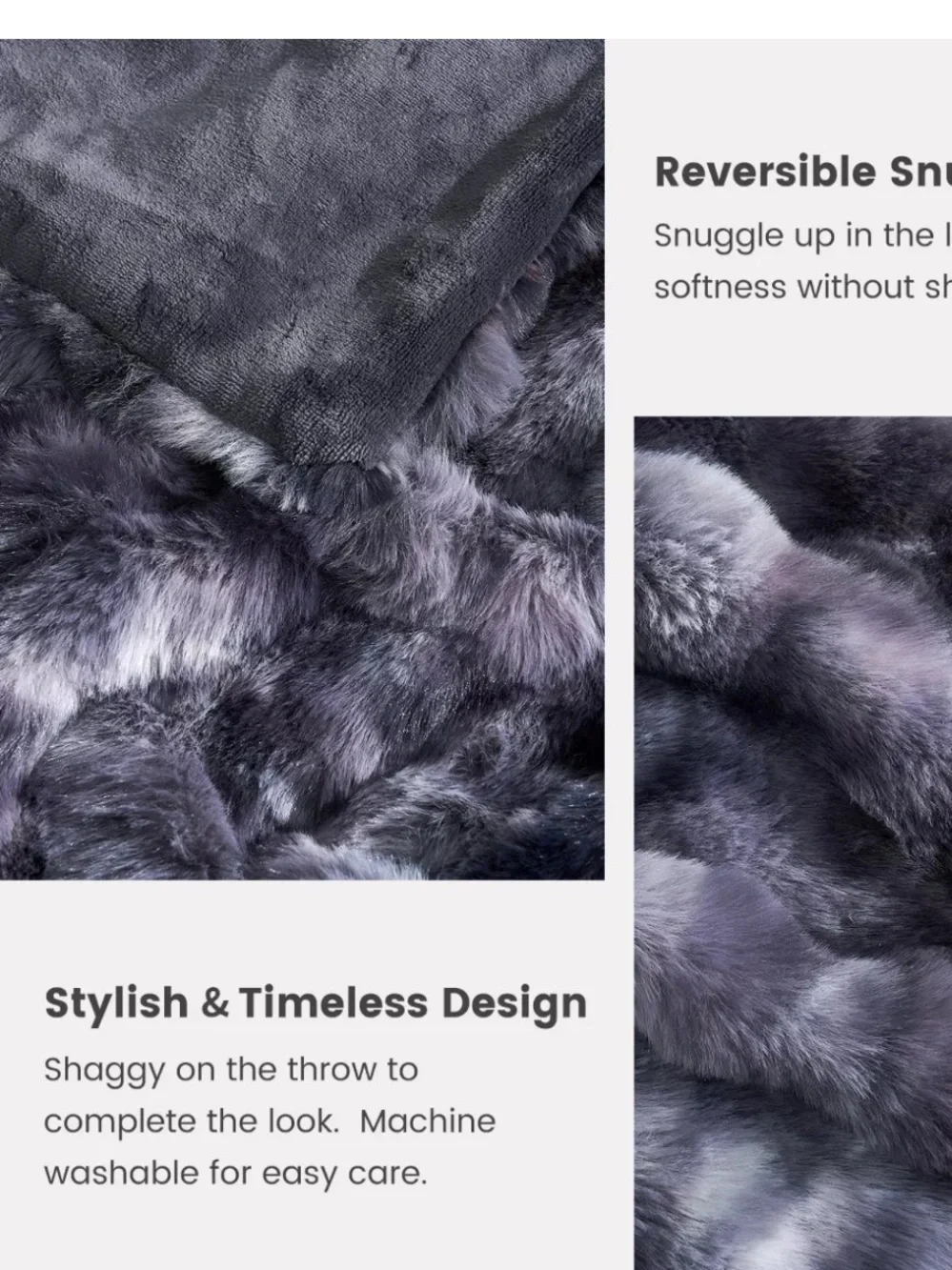 Plush Faux Fur Throw Blanket Purple 84”x60”